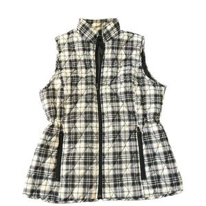 Relativity Vest Women’s Quilted Plaid Black & White Size Small Lined Has Pockets